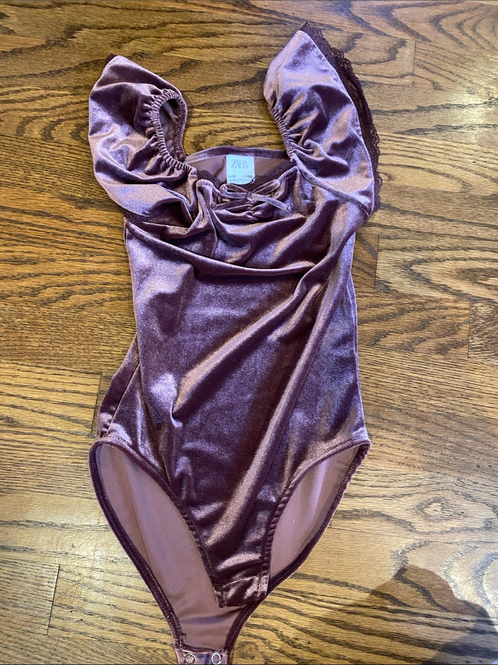 Zara Girls Velvet One-Piece in Plum